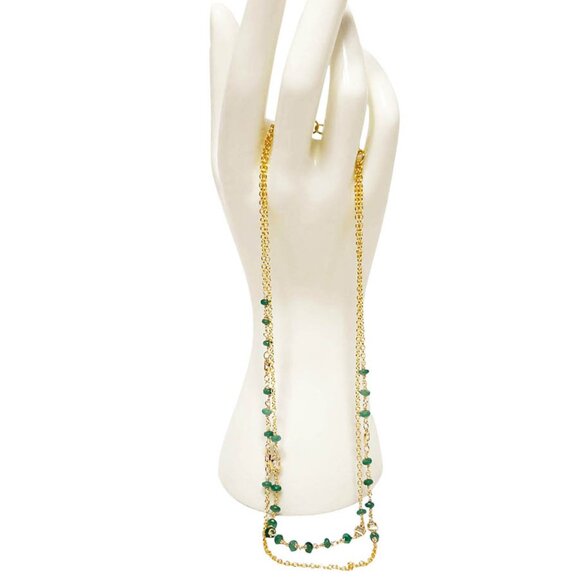 Two Strands Green Peridot Necklace - Picture 1 of 3